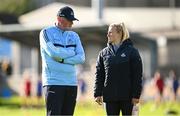 6 July 2024; Dublin manager Mick Bohan and Carla Rowe before the TG4 All-Ireland Ladies Football Senior Championship quarter-final match between Dublin and Galway at Parnell Park in Dublin. Photo by Seb Daly/Sportsfile