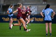 6 July 2024; Ailish Morrissey of Galway celebrates at the final whistle after her side's victory in the TG4 All-Ireland Ladies Football Senior Championship quarter-final match between Dublin and Galway at Parnell Park in Dublin. Photo by Seb Daly/Sportsfile