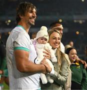 6 July 2024; Eben Etzebeth of South Africa with his wife Anlia and daughter Elizebedi after the first test between South Africa and Ireland at Loftus Versfeld Stadium in Pretoria, South Africa. Photo by Brendan Moran/Sportsfile