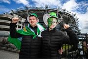 7 July 2024; Limerick supporters Tyler and Jayden McCoy, from Newcastle West, before the GAA Hurling All-Ireland Senior Championship semi-final match between Limerick and Cork at Croke Park in Dublin. Photo by Stephen McCarthy/Sportsfile