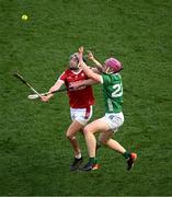 7 July 2024; Mark Coleman of Cork in action against Shane O'Brien of Limerick during the GAA Hurling All-Ireland Senior Championship semi-final match between Limerick and Cork at Croke Park in Dublin. Photo by Daire Brennan/Sportsfile
