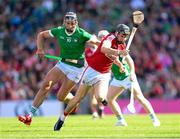 7 July 2024; Darragh Fitzgibbon of Cork in action against Gearóid Hegarty of Limerick during the GAA Hurling All-Ireland Senior Championship semi-final match between Limerick and Cork at Croke Park in Dublin. Photo by Stephen McCarthy/Sportsfile