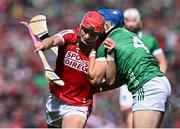 7 July 2024; Alan Connolly of Cork in action against Mike Casey of Limerick during the GAA Hurling All-Ireland Senior Championship semi-final match between Limerick and Cork at Croke Park in Dublin. Photo by Seb Daly/Sportsfile
