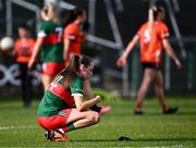 7 July 2024; Maria Cannon of Mayo after her side's defeat in the TG4 All-Ireland Ladies Football Senior Championship quarter-final match between Armagh and Mayo at the BOX-IT Athletic Grounds in Armagh. Photo by Piaras Ó Mídheach/Sportsfile