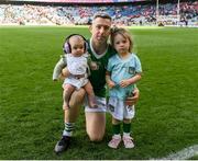7 July 2024; Graeme Mulcahy of Limerick with his two daughters Róise, left, and Aislinn after during the GAA Hurling All-Ireland Senior Championship semi-final match between Limerick and Cork at Croke Park in Dublin. Photo by John Sheridan/Sportsfile