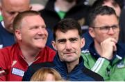 7 July 2024; Minister for finance Jack Chambers TD, centre, with former Minister for finance Michael McGrath TD, left, and Minister for further and higher education, research, innovation and science Patrick O'Donovan TD, right, during the GAA Hurling All-Ireland Senior Championship semi-final match between Limerick and Cork at Croke Park in Dublin. Photo by Stephen McCarthy/Sportsfile