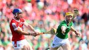7 July 2024; Sean O'Donoghue of Cork and Seamus Flanagan of Limerick during the GAA Hurling All-Ireland Senior Championship semi-final match between Limerick and Cork at Croke Park in Dublin. Photo by Stephen McCarthy/Sportsfile