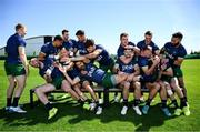 8 July 2024; The Ireland Men's Rugby Sevens Squad, back row, from left, Jordan Conroy, Jack Kelly, Bryan Mollen, Chay Mullins, Zac Ward, Terry Kennedy and Mark Roche, with, front row, from left, Gavin Mullin, Andrew Smith, Hugo Lennox, Harry McNulty, Hugo Keenan, Niall Comerford and Sean Cribbin during the Team Ireland Paris 2024 team training for Rugby Sevens ahead of the Paris 2024 Olympic Games at the IRFU Outdoor Pitch on the Sport Ireland Campus in Dublin. Photo by Ramsey Cardy/Sportsfile