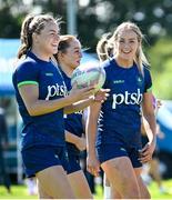 8 July 2024; Béibhinn Parsons, left, and Stacey Flood during the Team Ireland Paris 2024 team training for Rugby Sevens ahead of the Paris 2024 Olympic Games at the IRFU Outdoor Pitch on the Sport Ireland Campus in Dublin. Photo by Ramsey Cardy/Sportsfile