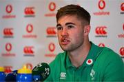 9 July 2024; Jack Crowley during an Ireland Rugby Media Conference at the Garden Court Hotel in Durban, South Africa. Photo by Brendan Moran/Sportsfile