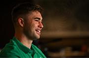 9 July 2024; Jack Crowley during an Ireland Rugby Media Conference at the Garden Court Hotel in Durban, South Africa. Photo by Brendan Moran/Sportsfile