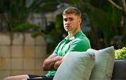 9 July 2024; Jack Crowley poses for a portrait during an Ireland Rugby Media Conference at the Garden Court Hotel in Durban, South Africa. Photo by Brendan Moran/Sportsfile