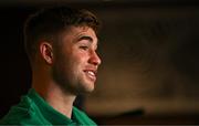 9 July 2024; Jack Crowley during an Ireland Rugby Media Conference at the Garden Court Hotel in Durban, South Africa. Photo by Brendan Moran/Sportsfile