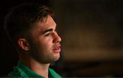 9 July 2024; Jack Crowley during an Ireland Rugby Media Conference at the Garden Court Hotel in Durban, South Africa. Photo by Brendan Moran/Sportsfile