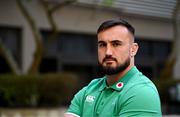 9 July 2024; Rónan Kelleher poses for a portrait during an Ireland Rugby Media Conference at the Garden Court Hotel in Durban, South Africa. Photo by Brendan Moran/Sportsfile