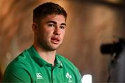 9 July 2024; Jack Crowley during an Ireland Rugby Media Conference at the Garden Court Hotel in Durban, South Africa. Photo by Brendan Moran/Sportsfile