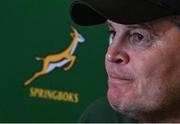 9 July 2024; Head coach Rassie Erasmus during a South Africa rugby media conference at the Beverly Hills hotel in Durban, South Africa. Photo by Brendan Moran/Sportsfile