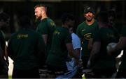 9 July 2024; RG Snyman, left, and Eben Etzebeth during a South Africa rugby squad training session at Kings Park in Durban, South Africa. Photo by Brendan Moran/Sportsfile