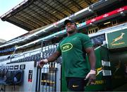 9 July 2024; Bongi Mbonambi arrives for a South Africa rugby squad training session at Kings Park in Durban, South Africa. Photo by Brendan Moran/Sportsfile
