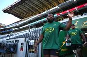 9 July 2024; Ox Nche arrives for a South Africa rugby squad training session at Kings Park in Durban, South Africa. Photo by Brendan Moran/Sportsfile