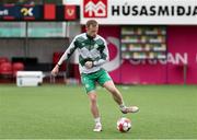 9 July 2024; Sean Hoare of Shamrock Rovers before the UEFA Champions League First Qualifying Round First Leg match between Vikingur Reykjavik and Shamrock Rovers at Víkingsvöllur in Reykjavik, Iceland. Photo by Haflidi Breidfjord/Sportsfile