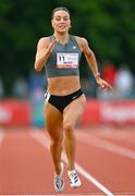 9 July 2024; Sophie Becker of Ireland competing in the Cork Airport women's 200m final during the Cork City Sports at MTU Athletics Track in Cork. Photo by Tyler Miller/Sportsfile
