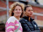 9 July 2024; Sophie O'Sullivan of Ireland, right, with her mother and former Ireland olympian Sonia O'Sullivan during the Cork City Sports at MTU Athletics Track in Cork. Photo by Tyler Miller/Sportsfile
