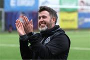 9 July 2024; Shamrock Rovers manager Stepehn Bradley after the UEFA Champions League First Qualifying Round First Leg match between Vikingur Reykjavik and Shamrock Rovers at Víkingsvöllur in Reykjavik, Iceland. Photo by Haflidi Breidfjord/Sportsfile