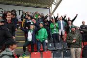 9 July 2024; Shamrock Rovers supporters after the UEFA Champions League First Qualifying Round First Leg match between Vikingur Reykjavik and Shamrock Rovers at Víkingsvöllur in Reykjavik, Iceland. Photo by Haflidi Breidfjord/Sportsfile