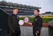 10 July 2024; Former inter-county footballers Gary O’Donnell of Galway, left, and Mark McHugh of Donegal, pictured today for AIB ahead of GAA All-Ireland Senior Football Championship semi-final between Donegal and Galway this Sunday, July 14th. AIB have also today announced the return of the Volunteer VIP competition which gives GAA volunteers the opportunity to win a money can’t buy behind the scenes tour of Croke Park, on the morning of the GAA All-Ireland Senior Football final as well as tickets to the match. Details on how to enter the Volunteer VIP competition will be announced on Monday, July 15th.   For exclusive content and behind the scenes action from the GAA All-Ireland Senior Football Championships follow @AIB_GAA on X and Instagram and on Facebook at www.facebook.com/AIBGAA. Photo by Sam Barnes/Sportsfile
