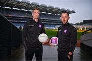 10 July 2024; Former inter-county footballers Gary O’Donnell of Galway, left, and Mark McHugh of Donegal, pictured today for AIB ahead of GAA All-Ireland Senior Football Championship semi-final between Donegal and Galway this Sunday, July 14th. AIB have also today announced the return of the Volunteer VIP competition which gives GAA volunteers the opportunity to win a money can’t buy behind the scenes tour of Croke Park, on the morning of the GAA All-Ireland Senior Football final as well as tickets to the match. Details on how to enter the Volunteer VIP competition will be announced on Monday, July 15th.   For exclusive content and behind the scenes action from the GAA All-Ireland Senior Football Championships follow @AIB_GAA on X and Instagram and on Facebook at www.facebook.com/AIBGAA. Photo by Sam Barnes/Sportsfile
