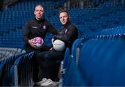 10 July 2024; Former inter-county footballers Enda McNulty of Armagh, left and Darran O’Sullivan of Kerry, pictured today for AIB ahead of GAA All-Ireland Senior Football Championship semi-final between Kerry and Armagh this Saturday, July 13th. AIB have also today announced the return of the Volunteer VIP competition which gives GAA volunteers the opportunity to win a money can’t buy behind the scenes tour of Croke Park, on the morning of the GAA All-Ireland Senior Football final as well as tickets to the match. Details on how to enter the Volunteer VIP competition will be announced on Monday, July 15th. For exclusive content and behind the scenes action from the GAA All-Ireland Senior Football Championships follow @AIB_GAA on X and Instagram and on Facebook at www.facebook.com/AIBGAA.   Photo by Sam Barnes/Sportsfile