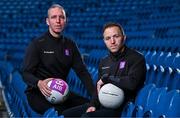 10 July 2024; Former inter-county footballers Enda McNulty of Armagh, left and Darran O’Sullivan of Kerry, pictured today for AIB ahead of GAA All-Ireland Senior Football Championship semi-final between Kerry and Armagh this Saturday, July 13th. AIB have also today announced the return of the Volunteer VIP competition which gives GAA volunteers the opportunity to win a money can’t buy behind the scenes tour of Croke Park, on the morning of the GAA All-Ireland Senior Football final as well as tickets to the match. Details on how to enter the Volunteer VIP competition will be announced on Monday, July 15th. For exclusive content and behind the scenes action from the GAA All-Ireland Senior Football Championships follow @AIB_GAA on X and Instagram and on Facebook at www.facebook.com/AIBGAA.   Photo by Sam Barnes/Sportsfile
