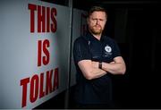10 July 2024; Manager Damien Duff stands for a portrait before a Shelbourne media conference at Tolka Park in Dublin. Photo by Seb Daly/Sportsfile
