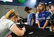 10 July 2024; Rachael Darragh with Arya O'Mahony, age 10, from Dublin during the Team Ireland Paris 2024 team training for Badminton at the National Indoor Arena on the Sport Ireland Campus in Dublin. Photo by David Fitzgerald/Sportsfile