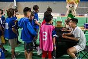 10 July 2024; Nhat Nguyen with fans during the Team Ireland Paris 2024 team training for Badminton at the National Indoor Arena on the Sport Ireland Campus in Dublin. Photo by David Fitzgerald/Sportsfile