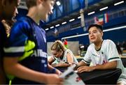 10 July 2024; Nhat Nguyen with fans during the Team Ireland Paris 2024 team training for Badminton at the National Indoor Arena on the Sport Ireland Campus in Dublin. Photo by David Fitzgerald/Sportsfile