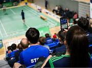 10 July 2024; Spectators during the Team Ireland Paris 2024 team training for Badminton at the National Indoor Arena on the Sport Ireland Campus in Dublin. Photo by David Fitzgerald/Sportsfile