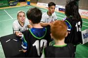 10 July 2024; Rachael Darragh and Nhat Nguyen with fans during the Team Ireland Paris 2024 team training for Badminton at the National Indoor Arena on the Sport Ireland Campus in Dublin. Photo by David Fitzgerald/Sportsfile