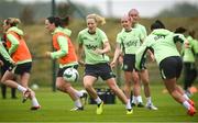 10 July 2024; Diane Caldwell, centre, during a Republic of Ireland women's training session at the FAI National Training Centre in Abbotstown, Dublin. Photo by David Fitzgerald/Sportsfile