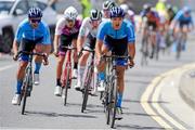 10 July 2024; Brendan Luongo of Hot Tubes team, right, on the way to winning stage two of the 2024 Junior Tour of Ireland at the West Clare stage in Clare. Photo by Stephen McMahon/Sportsfile