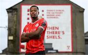 10 July 2024; Shelbourne FC new signing Rayhaan Tulloch stands for a portrait at Tolka Park in Dublin. Photo by Seb Daly/Sportsfile
