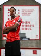 10 July 2024; Shelbourne FC new signing Rayhaan Tulloch stands for a portrait at Tolka Park in Dublin. Photo by Seb Daly/Sportsfile