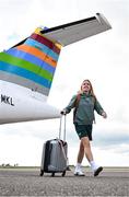 10 July 2024; Republic of Ireland's Denise O'Sullivan on the team's arrival at Norwich Airport ahead of their 2025 UEFA Women's European Championship Qualifier match against England in Norwich. Photo by Stephen McCarthy/Sportsfile