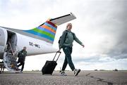 10 July 2024; Republic of Ireland's Megan Connolly on the team's arrival at Norwich Airport ahead of their 2025 UEFA Women's European Championship Qualifier match against England in Norwich. Photo by Stephen McCarthy/Sportsfile