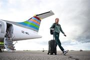 10 July 2024; Republic of Ireland's Eva Mangan on the team's arrival at Norwich Airport ahead of their 2025 UEFA Women's European Championship Qualifier match against England in Norwich. Photo by Stephen McCarthy/Sportsfile