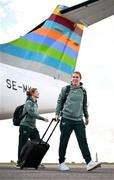 10 July 2024; Republic of Ireland's Aoife Mannion on the team's arrival at Norwich Airport ahead of their 2025 UEFA Women's European Championship Qualifier match against England in Norwich. Photo by Stephen McCarthy/Sportsfile