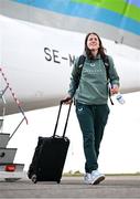 10 July 2024; Republic of Ireland's Niamh Fahey on the team's arrival at Norwich Airport ahead of their 2025 UEFA Women's European Championship Qualifier match against England in Norwich. Photo by Stephen McCarthy/Sportsfile
