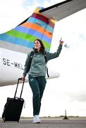 10 July 2024; Republic of Ireland's Niamh Fahey on the team's arrival at Norwich Airport ahead of their 2025 UEFA Women's European Championship Qualifier match against England in Norwich. Photo by Stephen McCarthy/Sportsfile