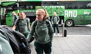 10 July 2024; Republic of Ireland's Amber Barrett at Dublin Airport ahead of the team's departure for their 2025 UEFA Women's European Championship Qualifier match against England in Norwich. Photo by Stephen McCarthy/Sportsfile